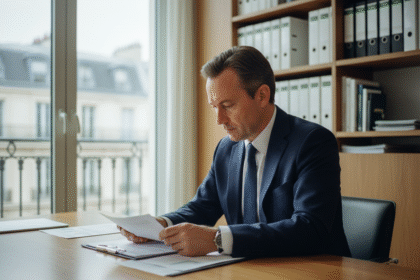 Auditeur financier en costume à Paris dans un bureau