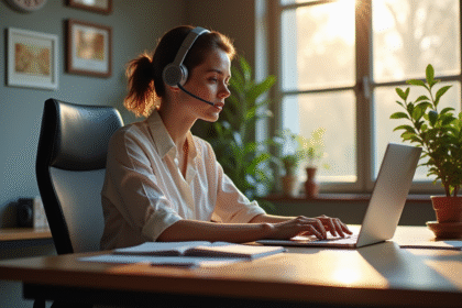 Bureau moderne avec freelance au travail concentré