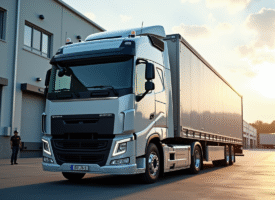 Camion de 33 tonnes dans un centre logistique moderne