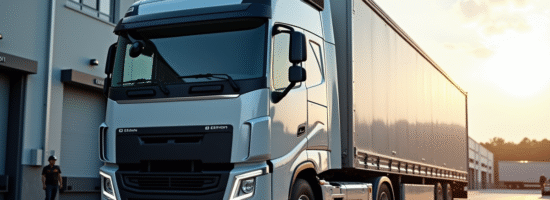 Camion de 33 tonnes dans un centre logistique moderne
