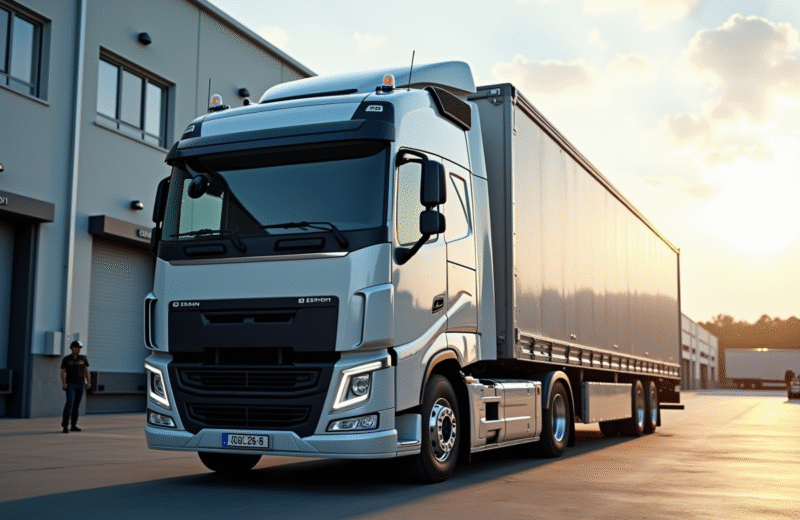 Camion de 33 tonnes dans un centre logistique moderne
