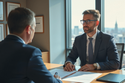 Consultant professionnel en réunion avec un client dans un bureau moderne