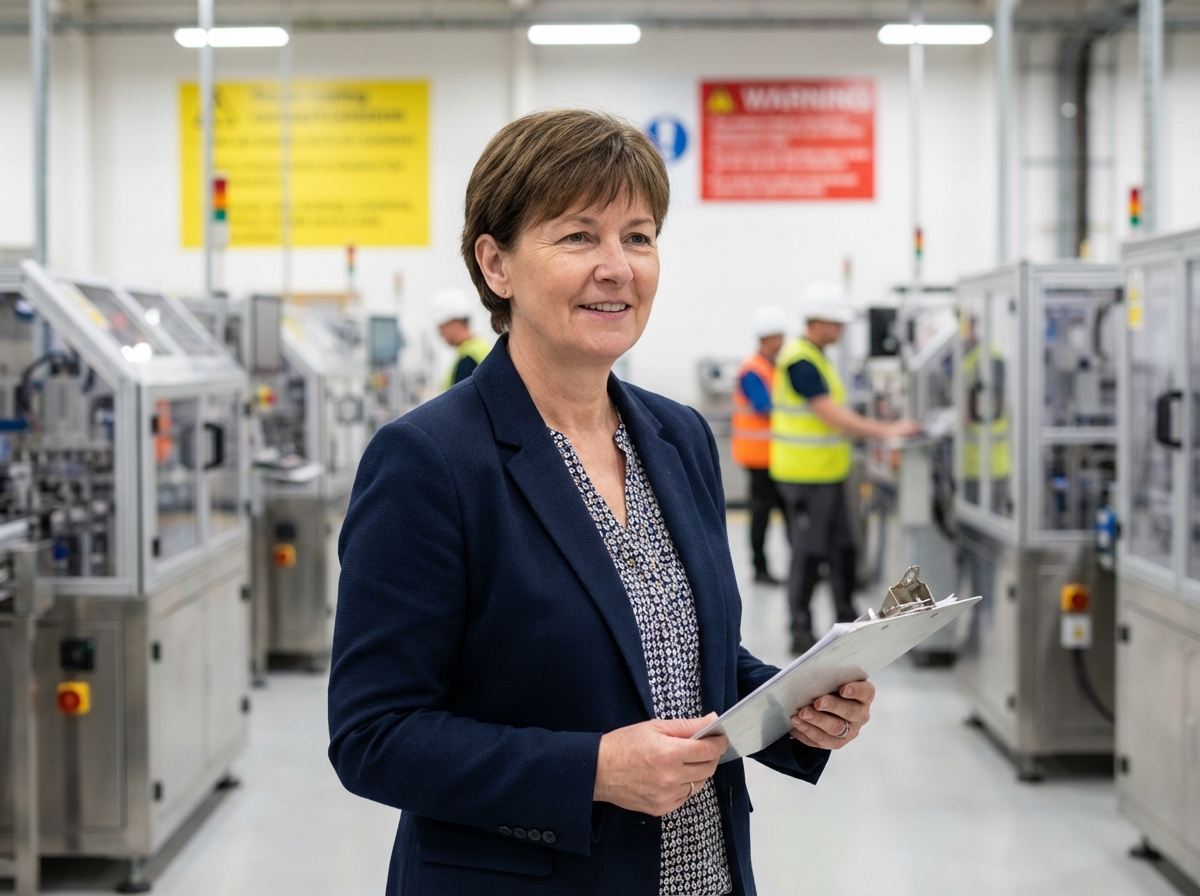 Manager inspectant des machines automatisées en usine