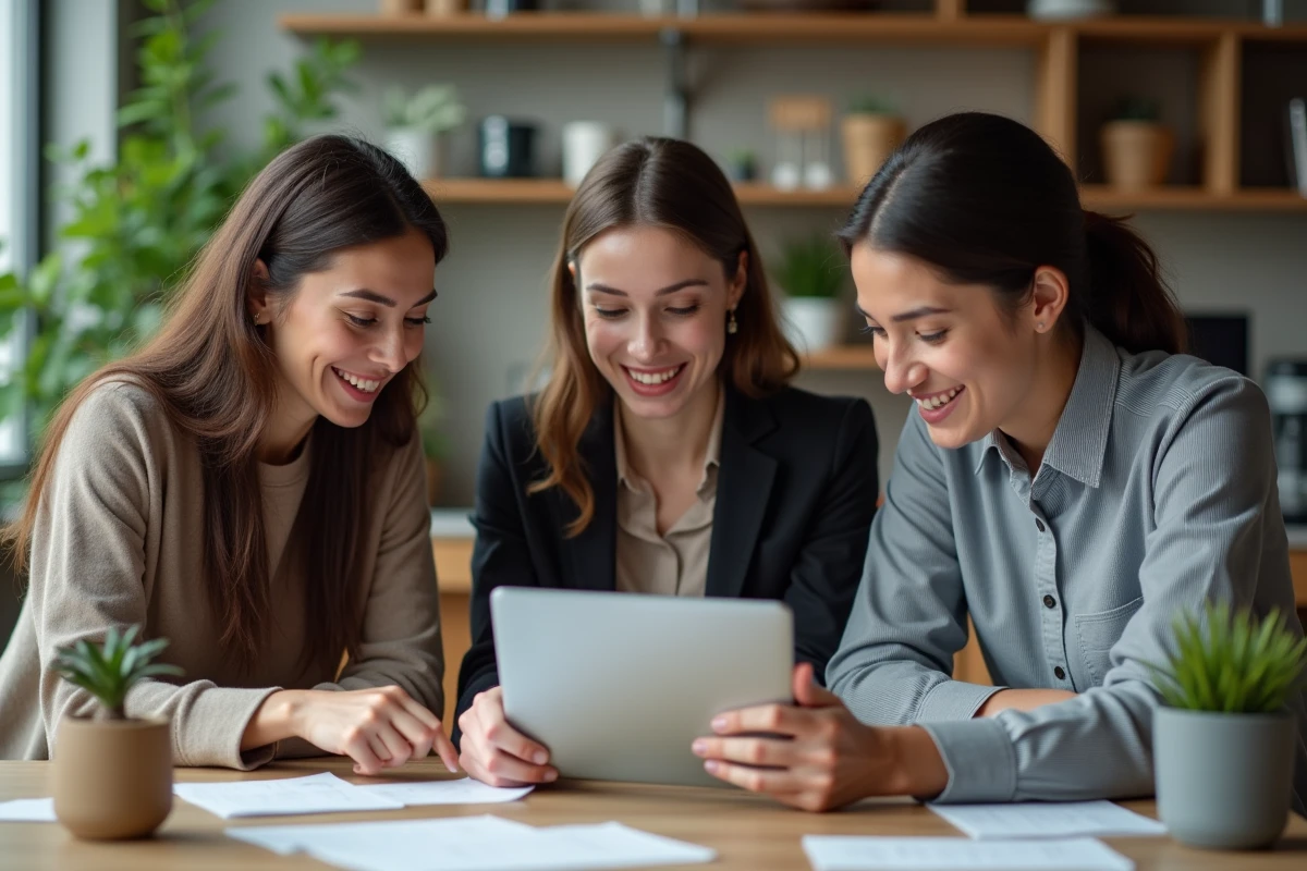 Employés d'une entreprise consultant les options de shopping pass culture et enseigne proposés par leur CSE
