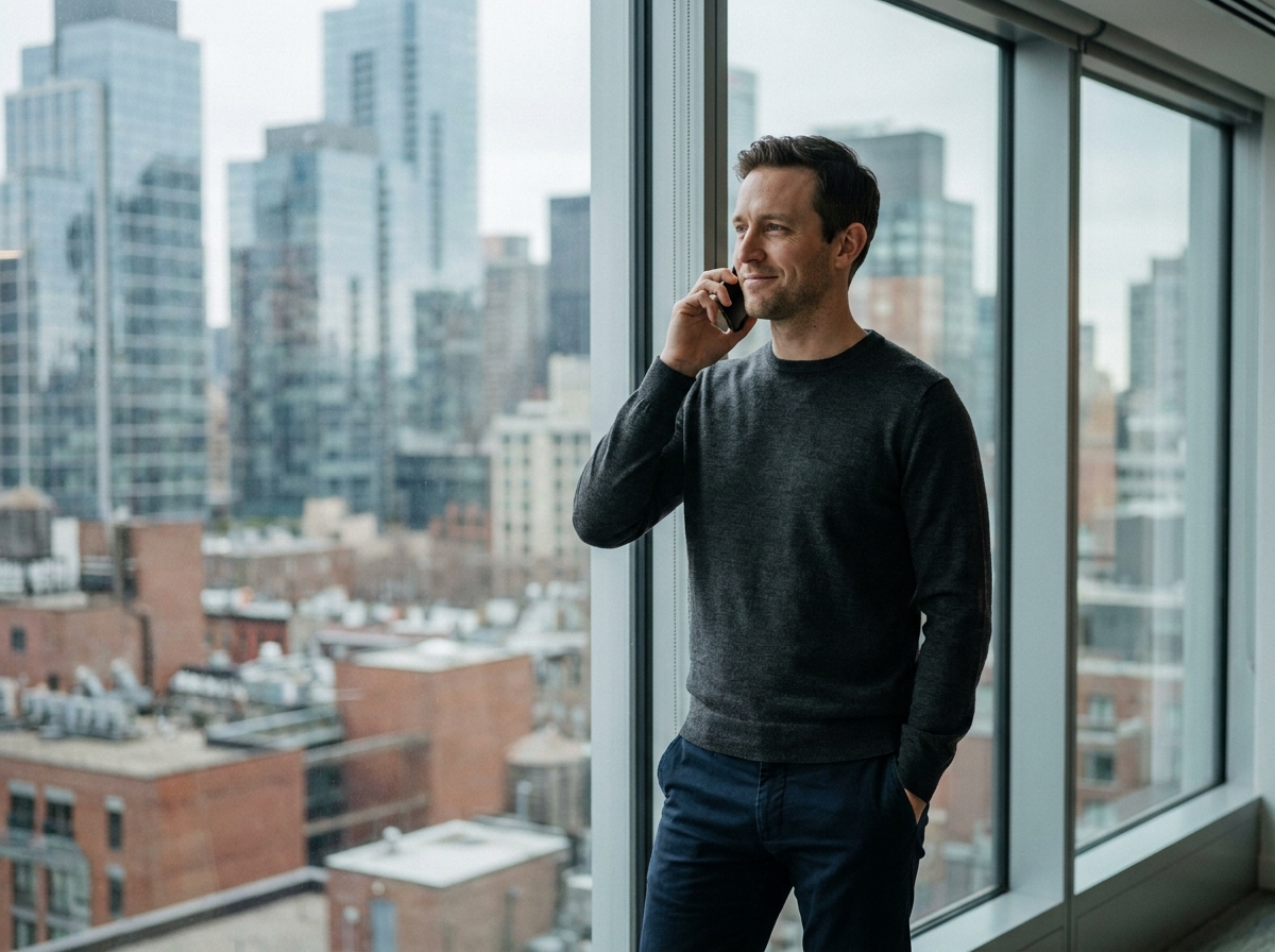 Entrepreneur gérant ses appels professionnels depuis son bureau grâce à un standard téléphonique externalisé