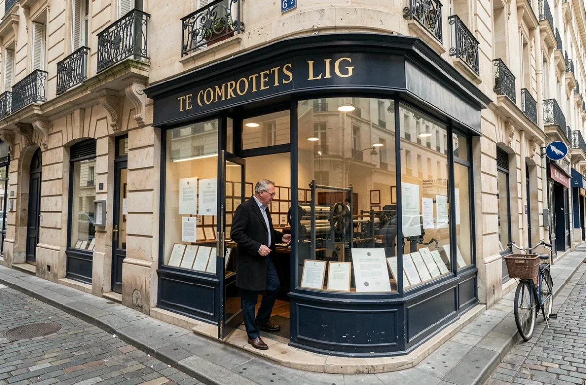 Façade d'une imprimerie artisanale dans le 17e arrondissement de Paris spécialisée en papeterie pour professions libérales