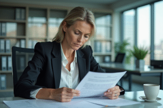 Femme d'affaires concentrée à son bureau dans un bureau moderne