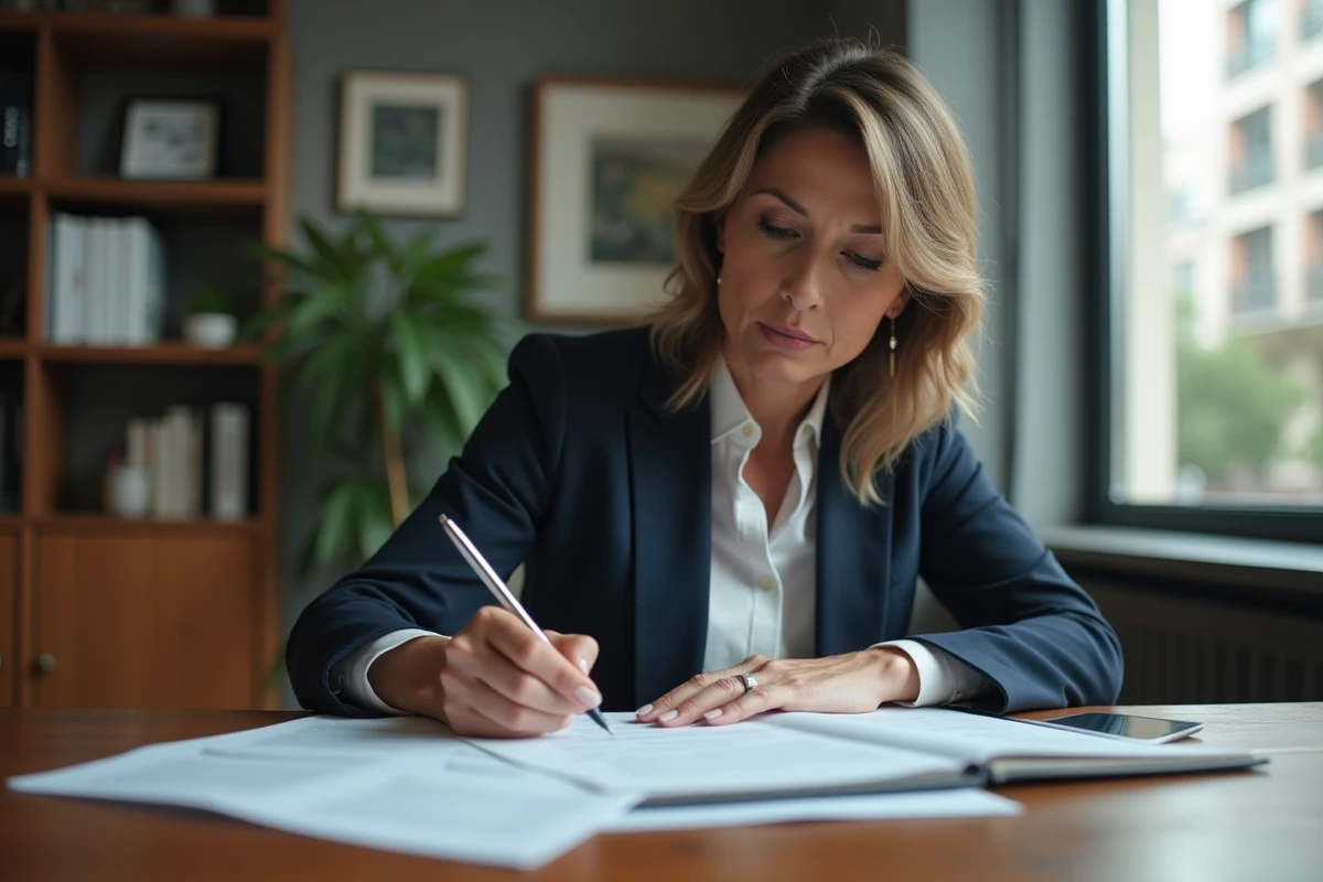 Femme d affaires française en réunion dans un bureau moderne