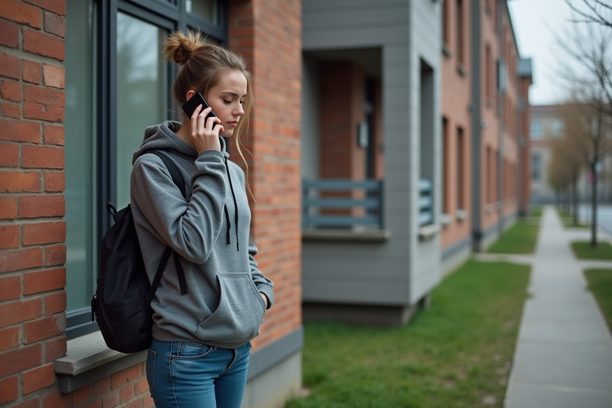 Jeune femme dehors près de câbles fibre dans une boîte de rue