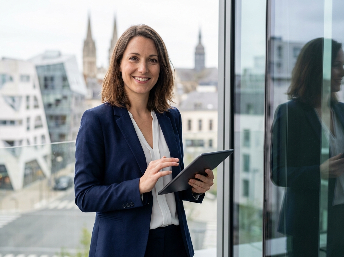 Femme d affaires confiante avec tablette à Rennes