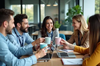Groupe de jeunes adultes en réunion d'affaires