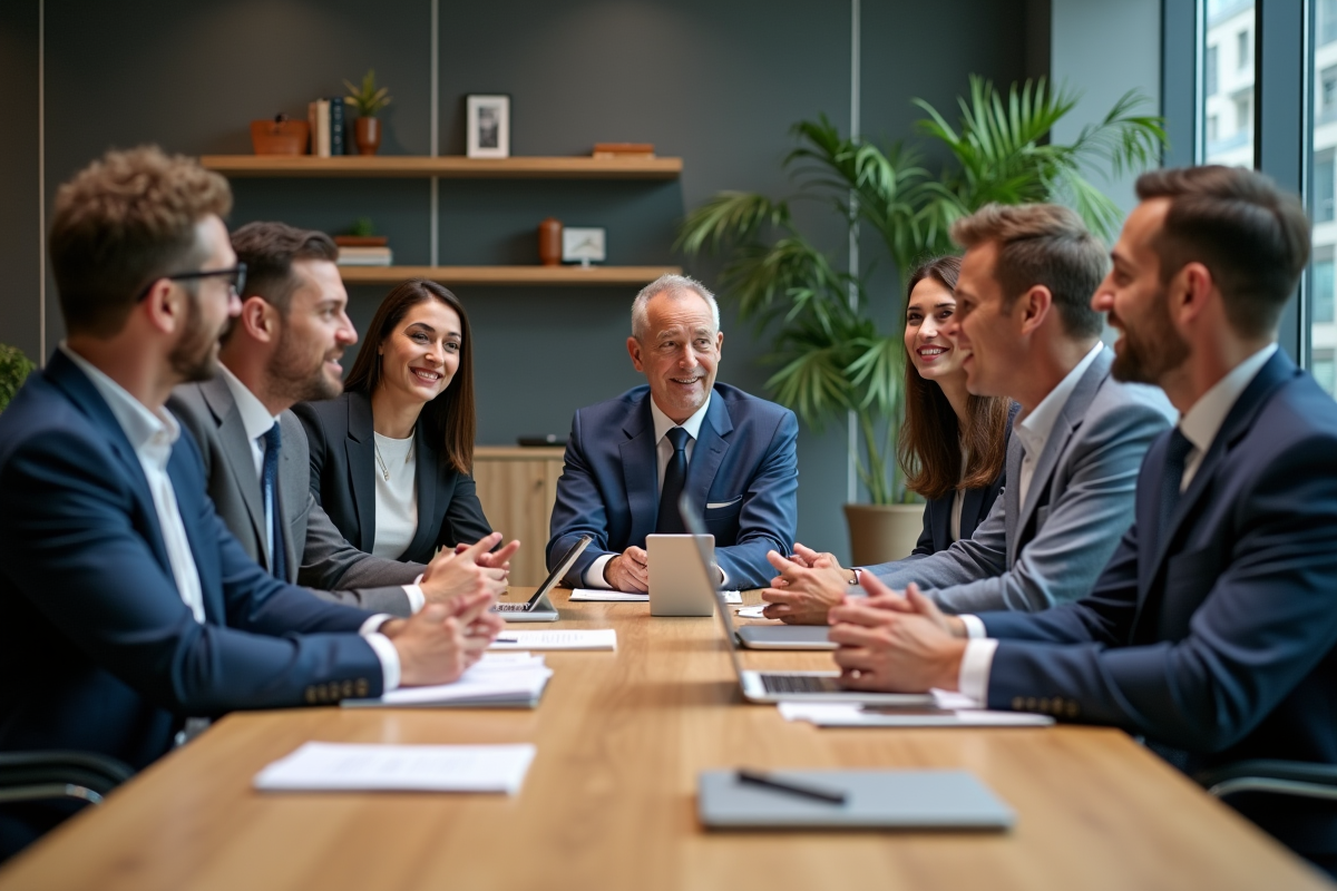 Groupe de professionnels en réunion de travail
