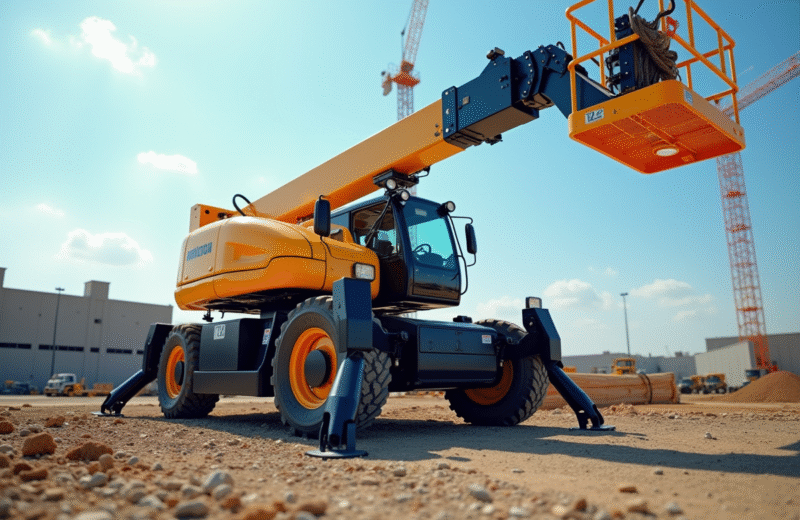 Machine électrique tout-terrain en action sur un chantier