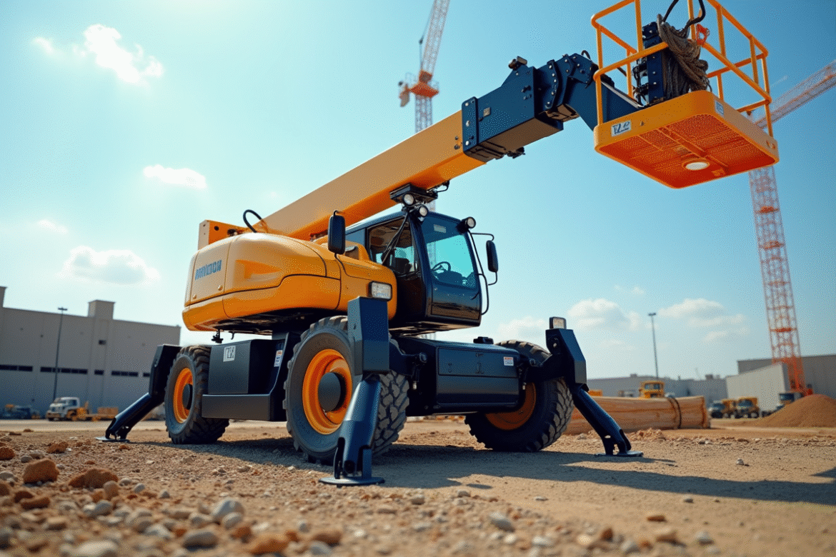 Machine électrique tout-terrain en action sur un chantier