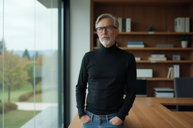 Homme d'âge moyen en portrait dans un bureau moderne