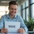 Jeune professionnel en bureau avec documents financiers et calculatrice