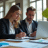 Jeune femme et homme travaillant dans un bureau parisien moderne