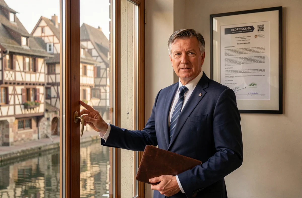 Maître Benoît Nicolas, avocat spécialisé en droit des affaires à Colmar, devant les façades alsaciennes typiques de la ville